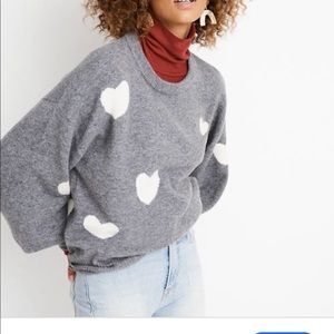 MADEWELL BALLON SLEEVES HEARTS SWEATER